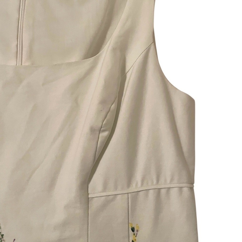 Lauren Ralph Lauren White Multicolor Floral Summer Pleated‎ A-Line Dress Size 12 - Picture 5 of 8